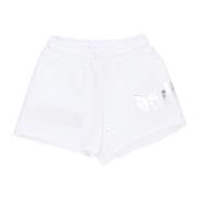 Hvid Side Logo Streetwear Shorts