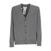 Gr? Cashmere Cardigan - V-hals - Lang?rmet - Knaplukning - Ikonisk Margiela-s?m