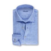 New Slimline Casual Light Blue Linen Shirt
