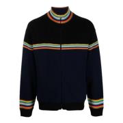 Artist-stripe zip-up cardigan Black