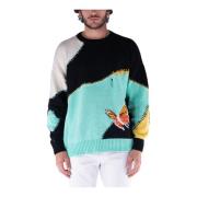 Butterfly Intarsia Crewneck Sweater