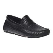 Black woven print loafer