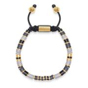 Men's Beaded Bracelet with Grey and Gold Disc Beads