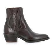 Mørkebrune Læder Texano Støvler