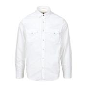 Hvid Oxford Krave Skjorte med Lommer