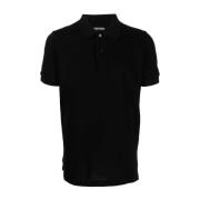 Sort Strikket Polo Shirt