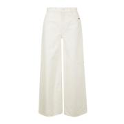 Wide Leg Embroidered Logo Jeans Trousers