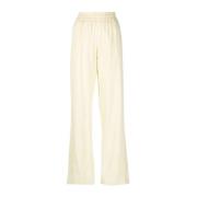 Pastel Yellow Wide-Leg Linen Trousers