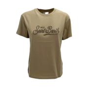 Stilfuld Ivory T-shirt med Rhinestone Skrift