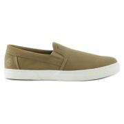 Beige Canvas Slip-On Sko