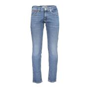 Slim Fit Broderede Jeans med Vasket Effekt