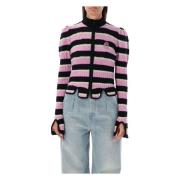 Divina Strikket Zip-Up Sweater Pink/Gul
