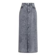 Denim Maxi Nederdel med Frontslids