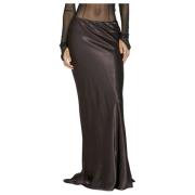 Luksuriøs Draperet Satin Maxi Nederdel