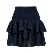 Navy Blue Frill Mini Nederdel