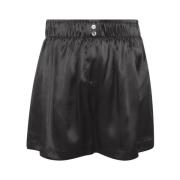 Mørkegrå Bermuda Shorts i Satin Silke