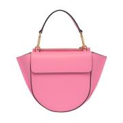 Pink Hortensia Håndtaske med Lynlåslukning