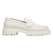 Kvinders Lyse Beige Læder Loafers med en Chunky Sole ER00114644