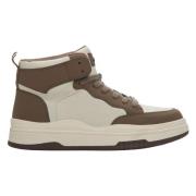 Kvinders Beige & Brun Læder High-Top Sneakers ER00114190