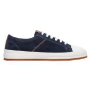 Herre Navy Blå Lav-Top Sneakers lavet af Ægte Italiensk Velour ER00114674