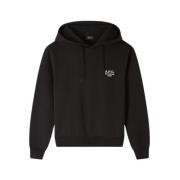 Sort Broderet Logo Hoodie