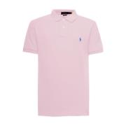 Pink Polo Shirt med Logo Broderi