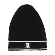 Uldbeanie med broderet logo