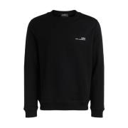 Sort Bomuld Herre Sweatshirt med Hvidt Logo