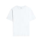 Hvid Bomulds T-shirt med Crew Neck