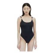 Scoop Neck Swimsuit med Medusa Plaque