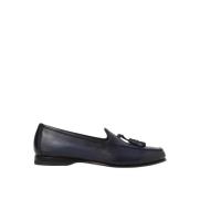 Blå Læder Slip-On Loafers