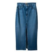 Elegant Denim Nederdel med Frontslids