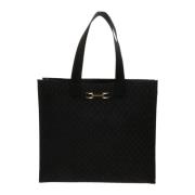 Rafia Shopper Taske med Metal Plaque