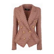 Elegant Nude Fonce Tweed Blazer