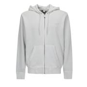 Grå Zip Hoodie Sweatshirt med Logo