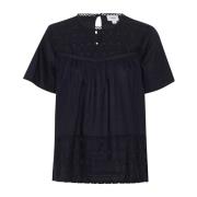 Feminin Bluse med Flæsedetaljer Night Sky