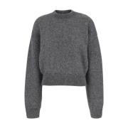 Grå Crewneck Sweater med Jacquard Logo