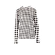 Gingham Print Bomuld T-shirt