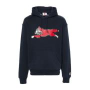 Blå Sweater med Running Dog Print