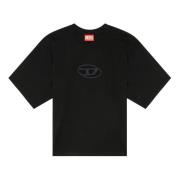 Sort Bomulds T-shirt med Oval D Logo