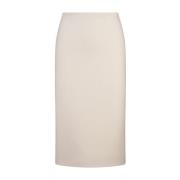 Ivory Wool Midi Nederdel med Slids