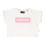 Logo Print Cropped T-shirt med Mesh Applique