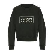 Sort Tal Motiv Crew Neck Sweater