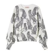 Jaguar Print Sweater White