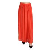 Orange Plisseret Maxi Nederdel