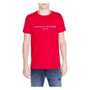 Rød Trykt Rund Hals T-Shirt Mænd