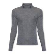 Uld turtleneck sweater med logo