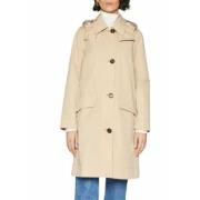 Beige Trench Coat med Aftagelig Hætte