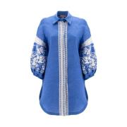 Broderet Linnedbluse