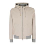 Uld Zip Hoodie med Kontrast Trim